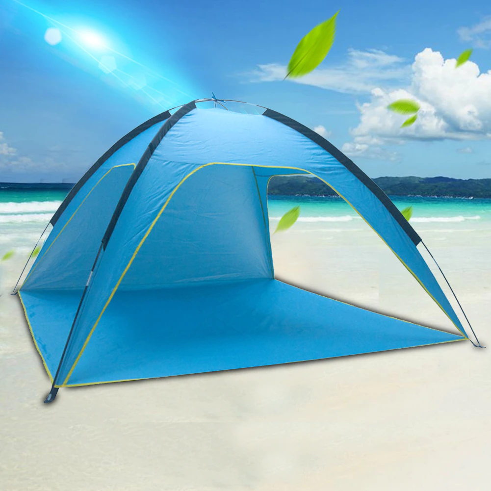 Cheap Goat Tents Big Beach Camping Tent Ventilated Silver Coated Rainproof Picnic Anti UV Sunshade Tents Sun Shelter with Storage Bag Tents 
